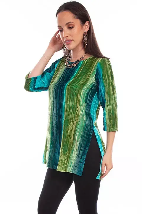 Scully Leather Honey Creek Teal Velvet Tunic