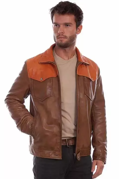 Scully Leather Saddle Tan Men's Leather Jacket