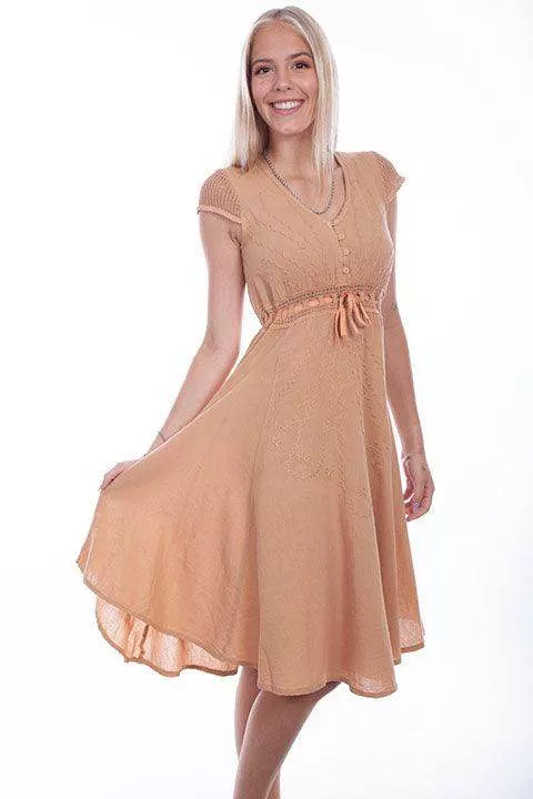 Scully Leather Toast Crochet Cap Sleeve Dress