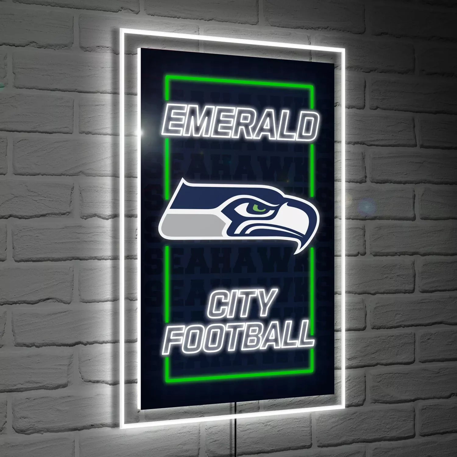 SEATTLE SEAHAWKS RECTANGLE NEOLITE LED WALL DECOR