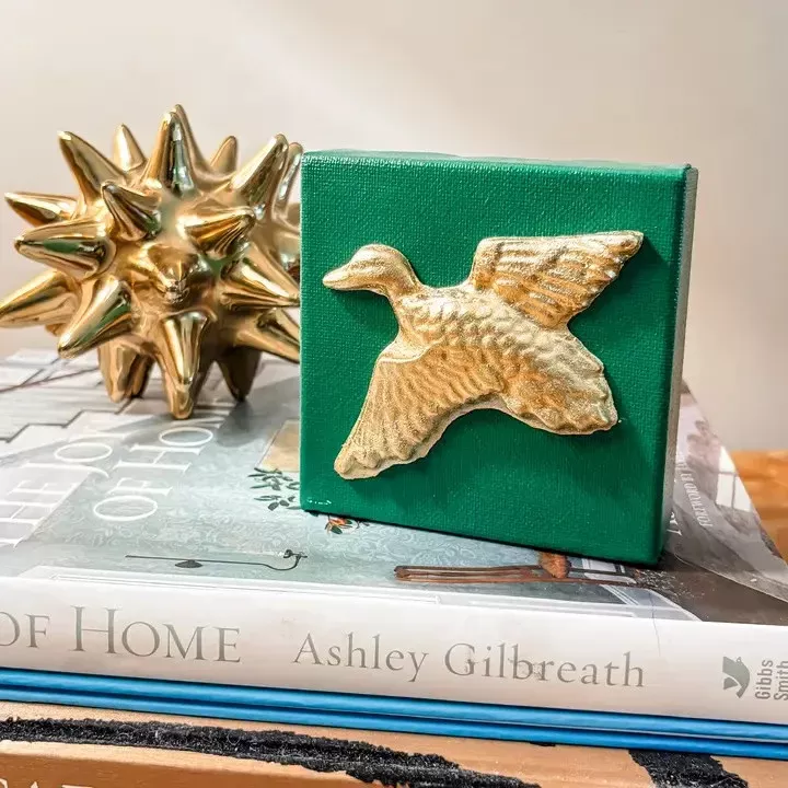 Sidebar Designs 4×4 Canvas – Mallard Intaglio On Green