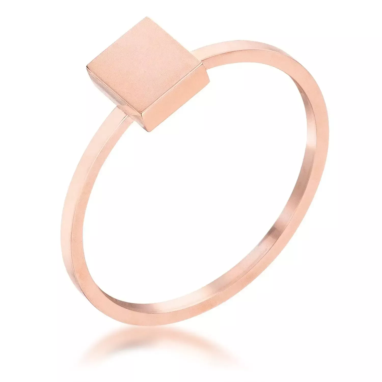 Stainless Steel Rose Goldtone Plated Square Stackable Ring