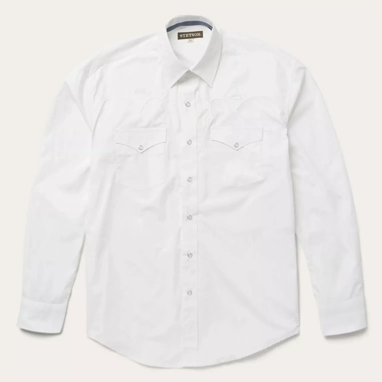 Stetson Classic Solid Snap Poplin Shirt In Optic White