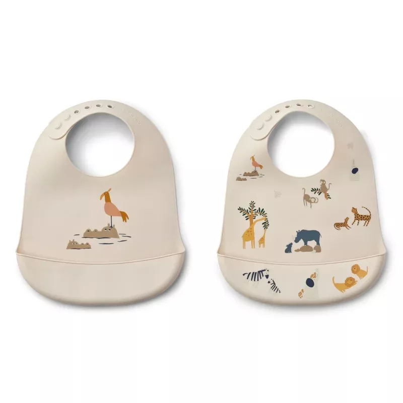 Tilda Printed Bib 2-Pack – All together / Sandy