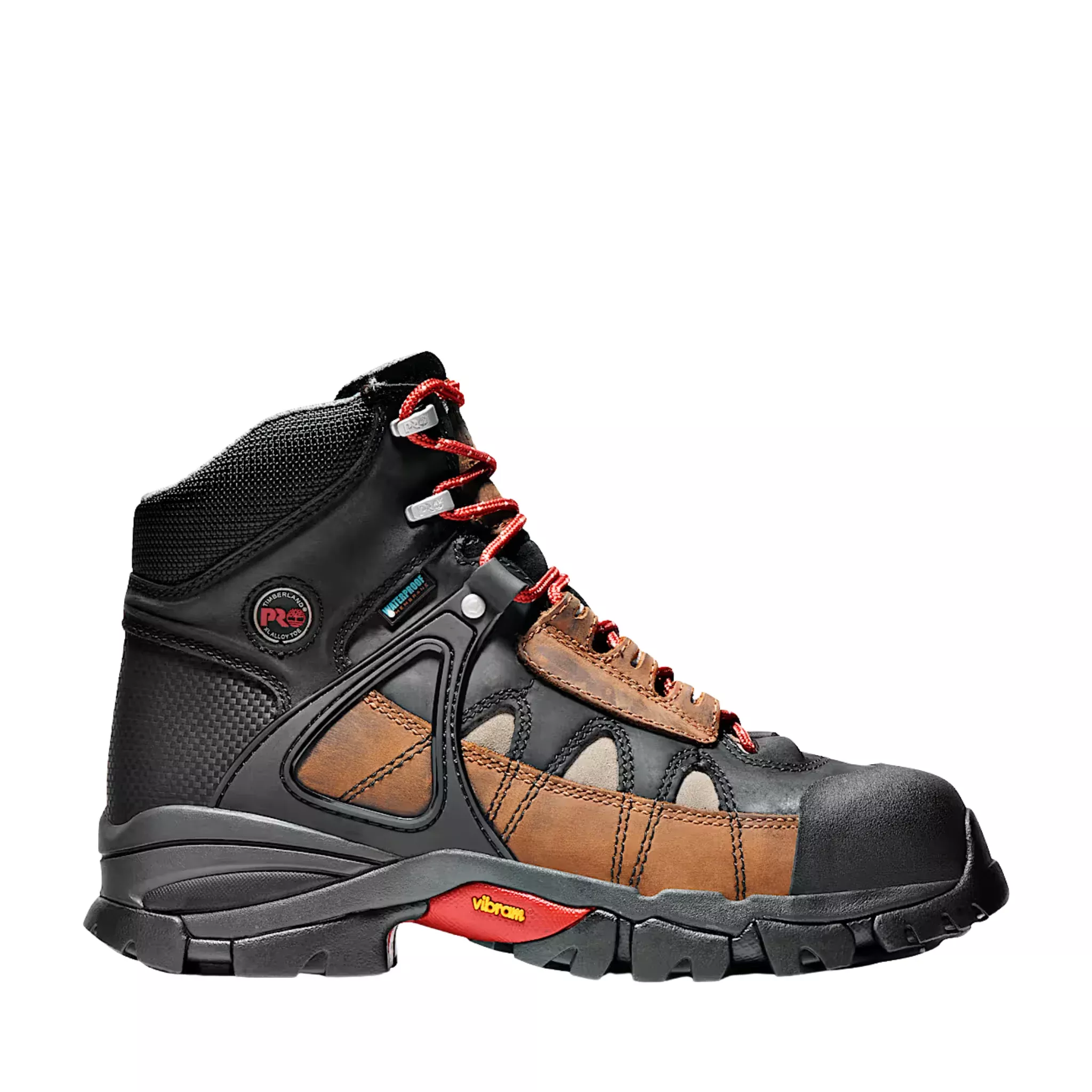 Timberland Pro Men's Hyperion Waterproof 6 Inch Alloy Toe Work Boots - Brown/Black Distressed