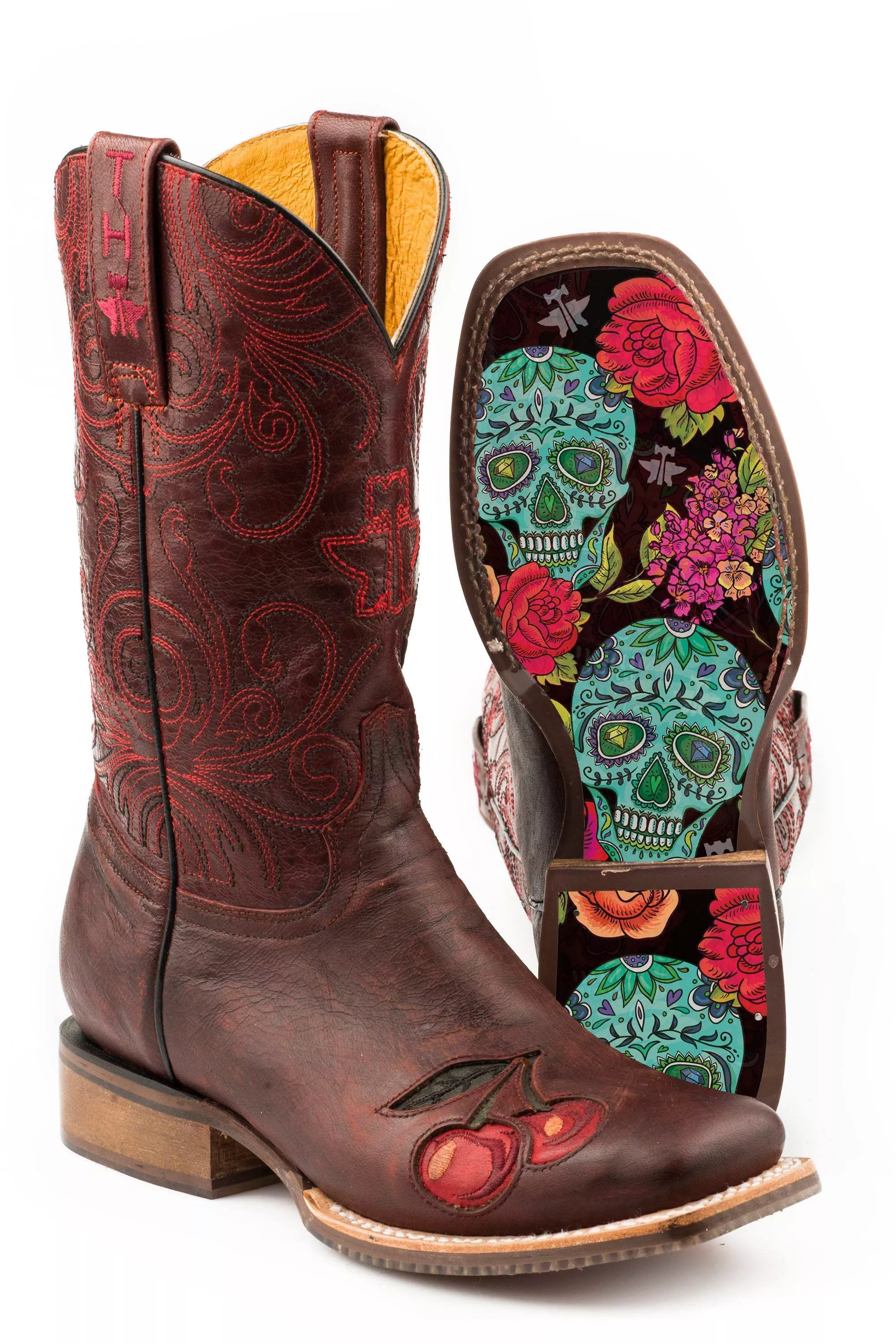 Tin Haul WOMENS MON CHERRY WITH SKULL AND ROSES SOLE