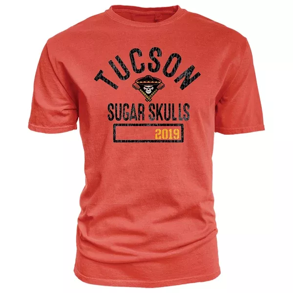 Tucson Sugar Skulls Blue 84 Titania Ringspun Tee - Red