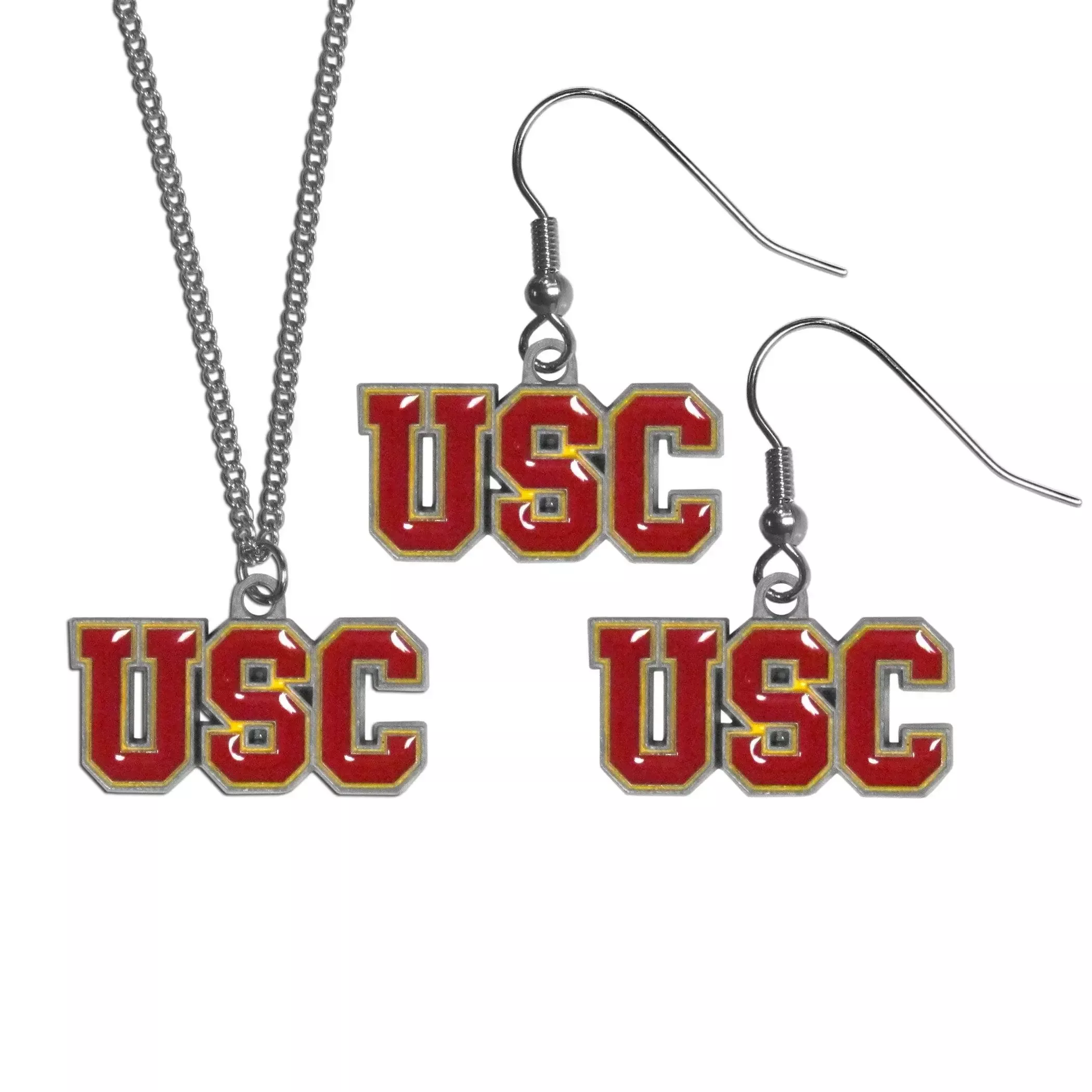 USC Trojans Dangle Earrings and Chain Necklace Set