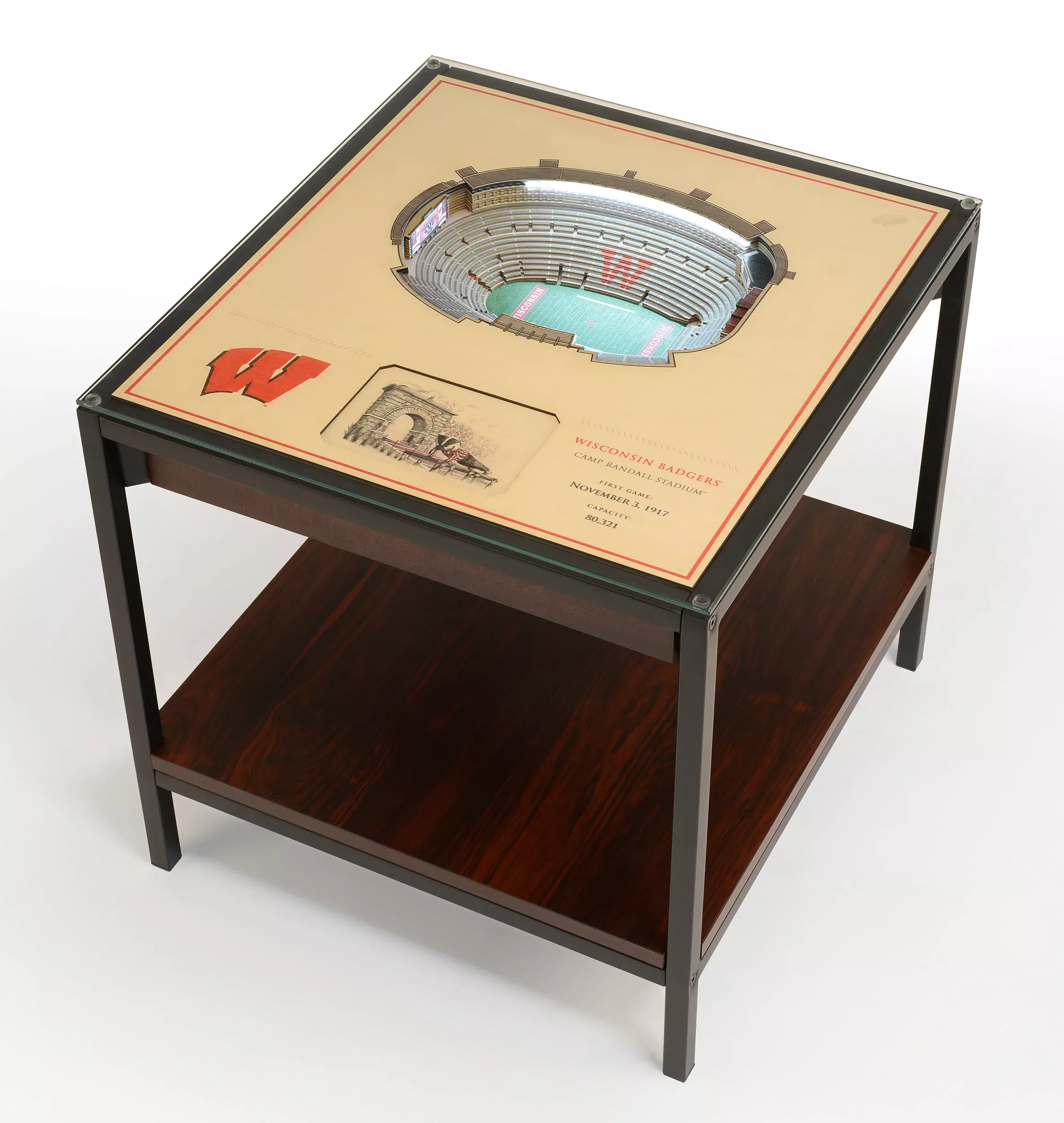 WISCONSIN BADGERS 25 LAYER 3D STADIUM LIGHTED END TABLE