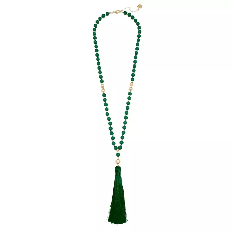 Zenzii Matte Beaded Necklace With Tassel